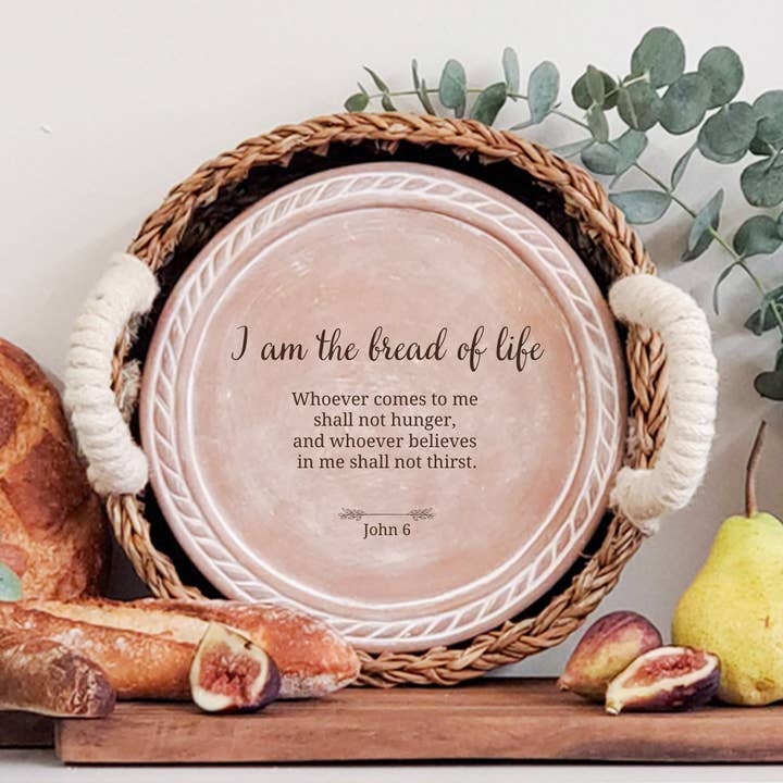 Handmade Bread Warmer & Wicker Basket - Bible Round for wholesale by KORISSA