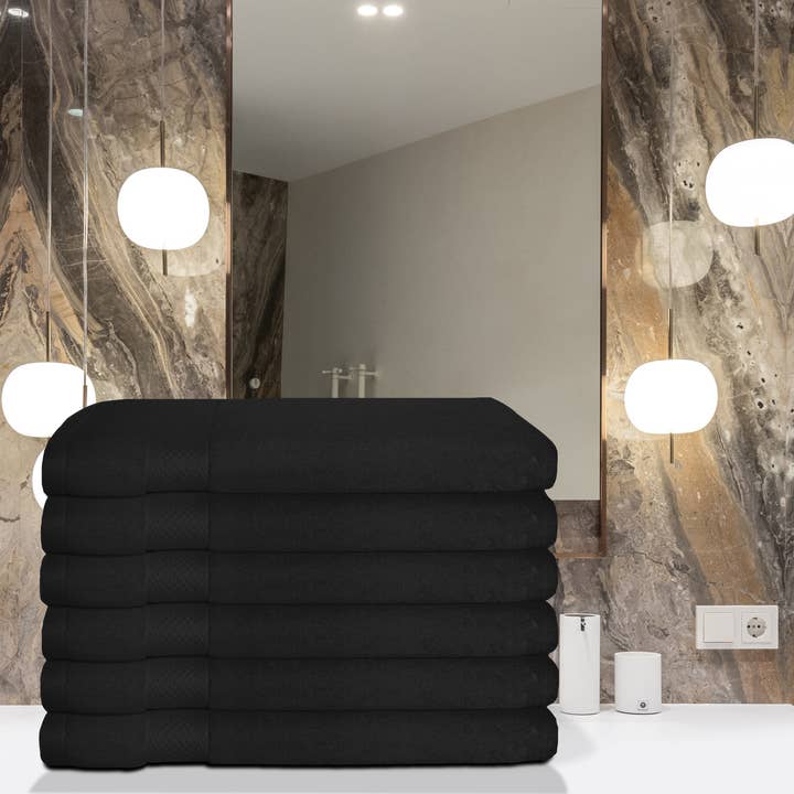 Cozablu Home - Wholesale Hand Towel - Black 6 Piece Luxury Hand Towels size16x26 100% Cotton Spa 3