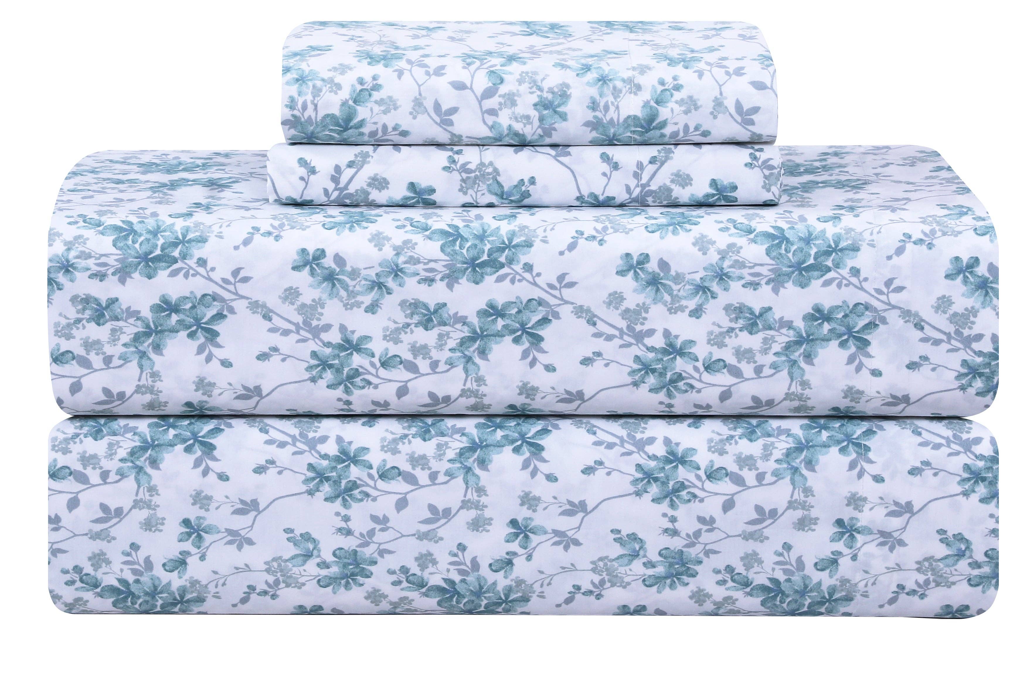 Feather & Stitch New York - Vente Parures de lit - Ensemble de draps en percale 100 % coton, 300 fils (4 pièces)12