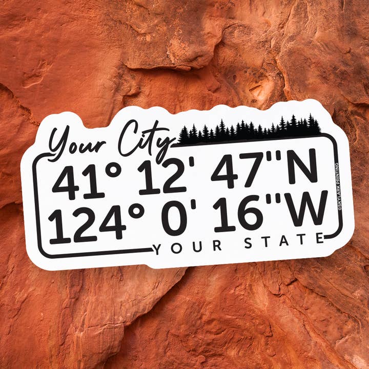 Skylark Printing - Wholesale Sticker - Your Coordinates Souvenir Sticker with your Custom Location1