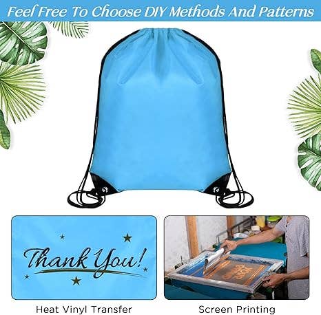 Crover - Wholesale Drawstring Bag - Unisex - Drawstring Backpack Bag (Black & Sky Blue)5
