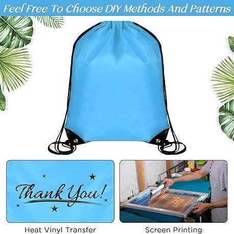 Crover - Wholesale Drawstring Bag - Unisex - Drawstring Backpack Bag (Black & Sky Blue)5