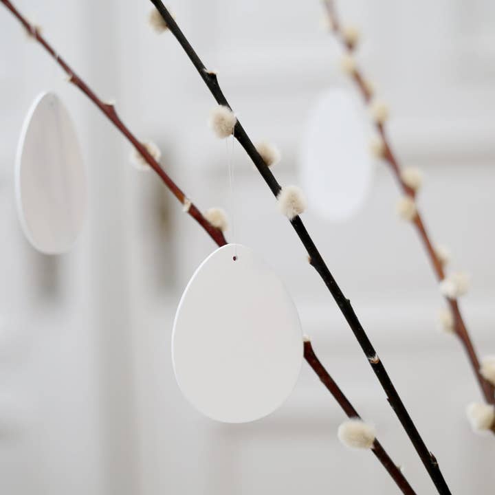 wooden pendant eggs white in a set of 8 (pack of 8) for wholesale by Eulenschnitt