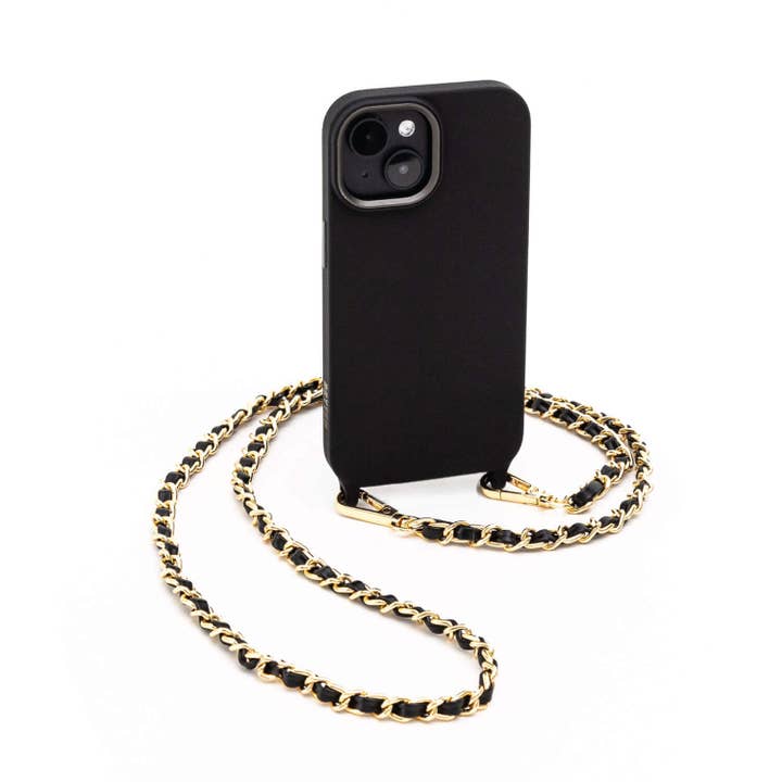 Monarch Crossbody MagSafe Phone Case with Chain for iPhone 15 - Black for wholesale by Bryten