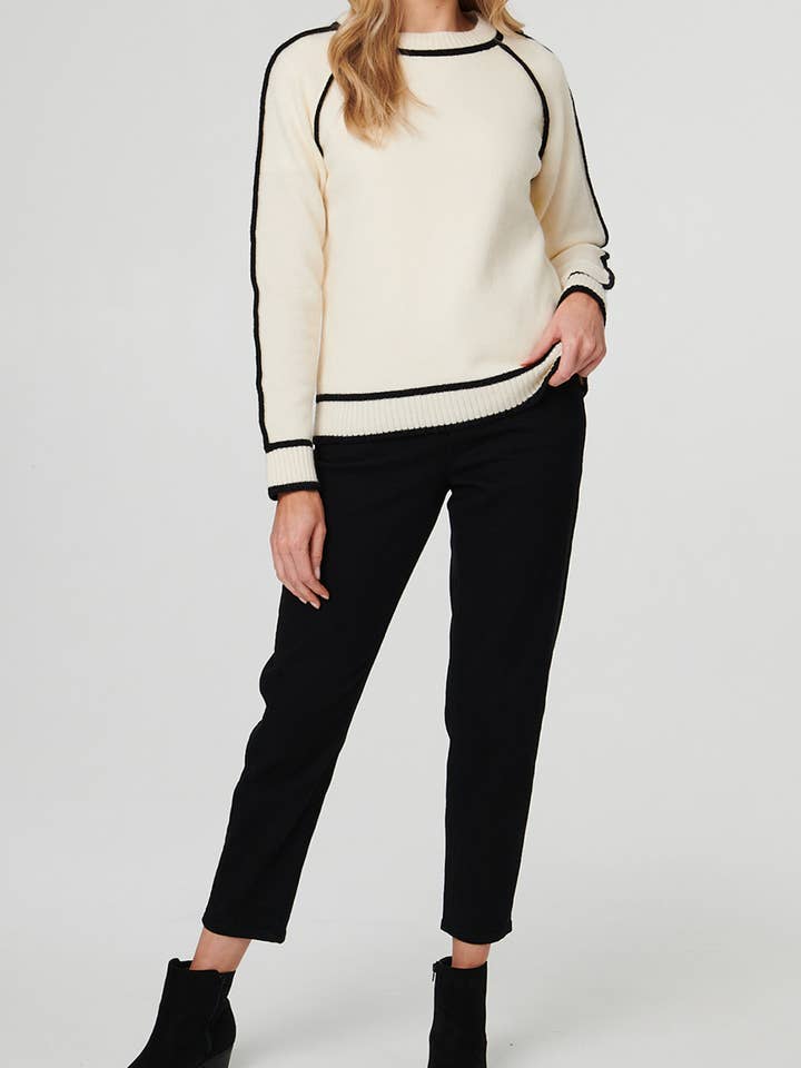 Trui met lange mouwen en contrasterende boorden voor wholesale door Stellalondon