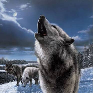 D2572-2P | Howling Wolf Art Print for wholesale by Roslyn Décor