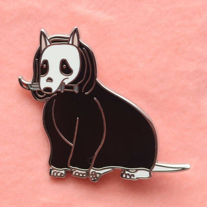 Horror Hounds Bull Terrier Ghostface Enamel Pin for wholesale by Dbl Feature