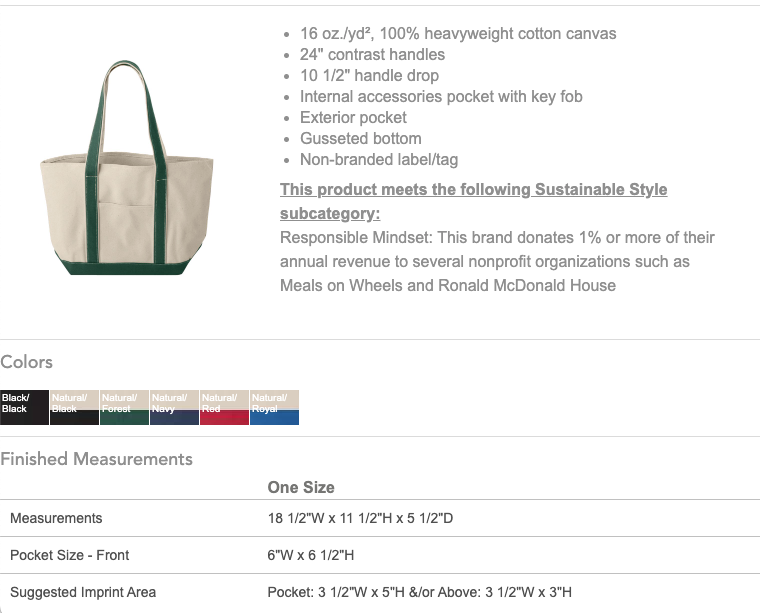 Total Apparel - Wholesale Tote Bag - Unisex - Windward Large Cotton Canvas Boat Tote | Beach Tote 88711