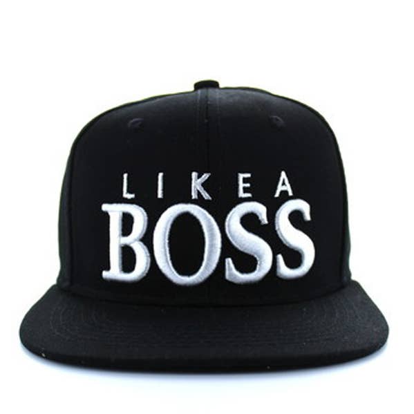 "LIKE A BOSS" Black Snapback Cap - 100% Cotton Baseball Hat for wholesale by S & J Gift Inc