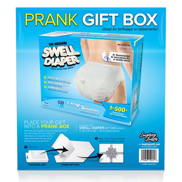 Smith Brands - Wholesale Prank/Gag Gift - Laughing Smith Senior Diaper - Prank Gift Box