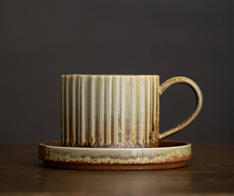 Gohobi （We cover U.S. import duties） - Wholesale Coffee Mug - Gohobi Japanese Style Ceramic Coffee Mug with Saucer Set 0074