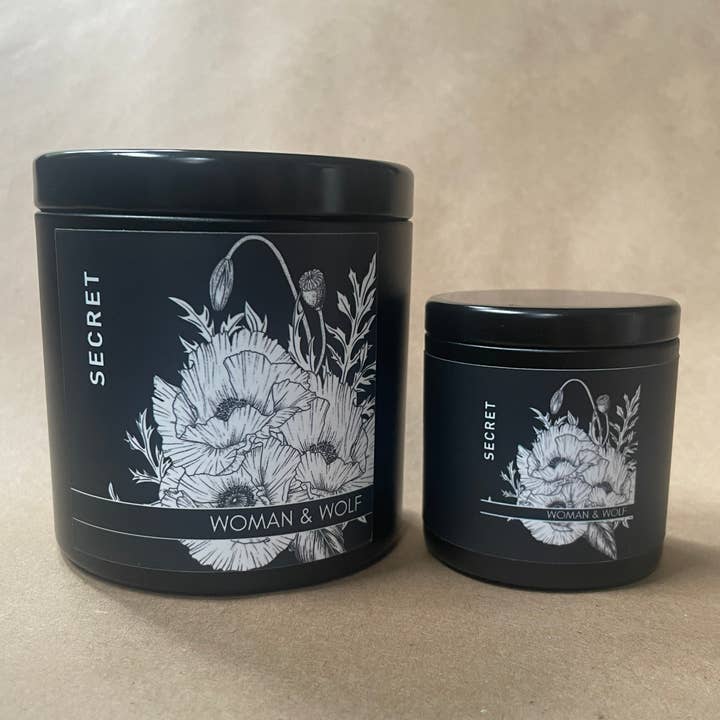 SECRET Eco-friendly Soy/Coconut Jar Candle for wholesale by Woman + Wolf