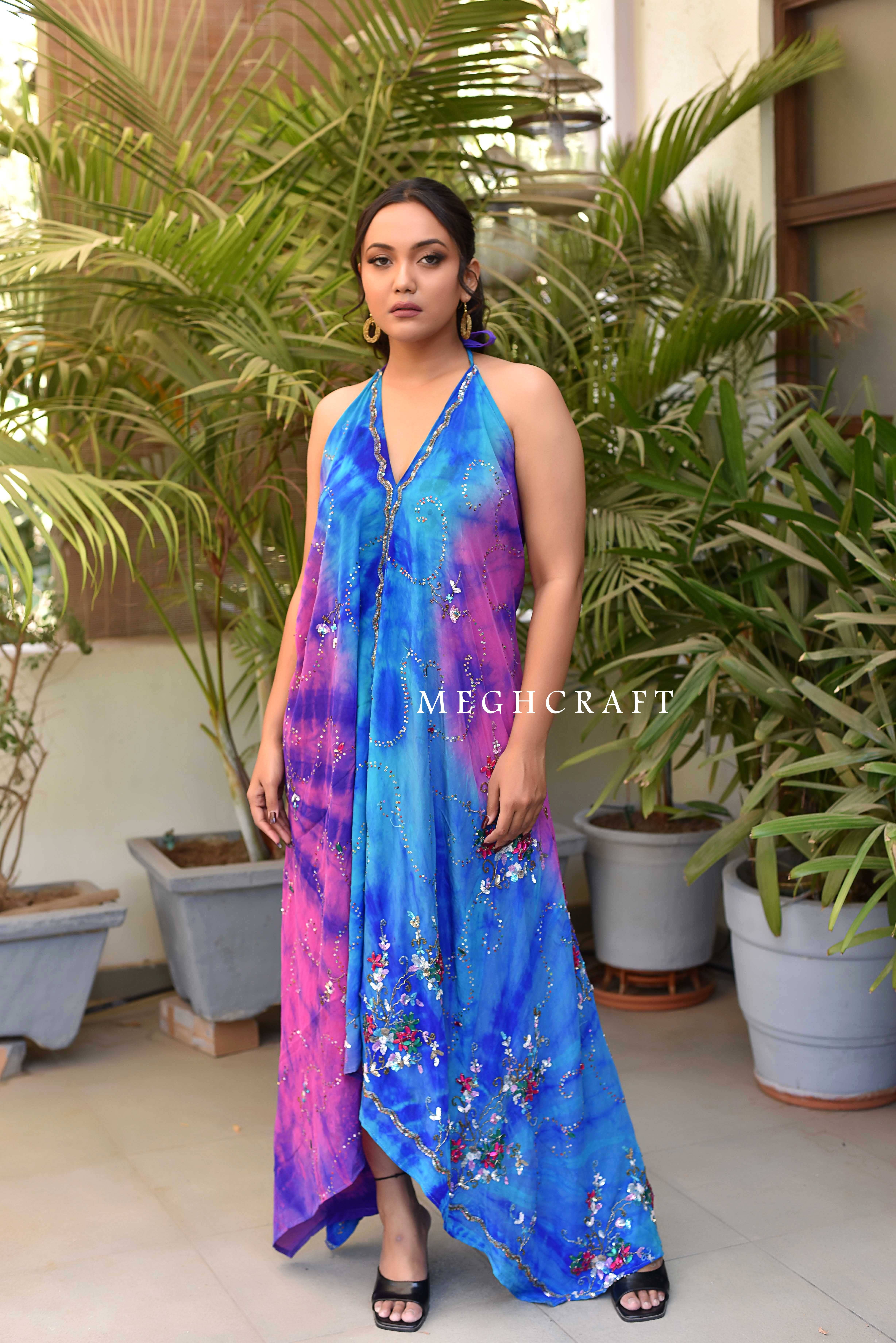 Meghcraft - Vendita all'ingrosso Vestito - Donna - Abito all'americana decorato con stampa tie-dye vintage indiano13