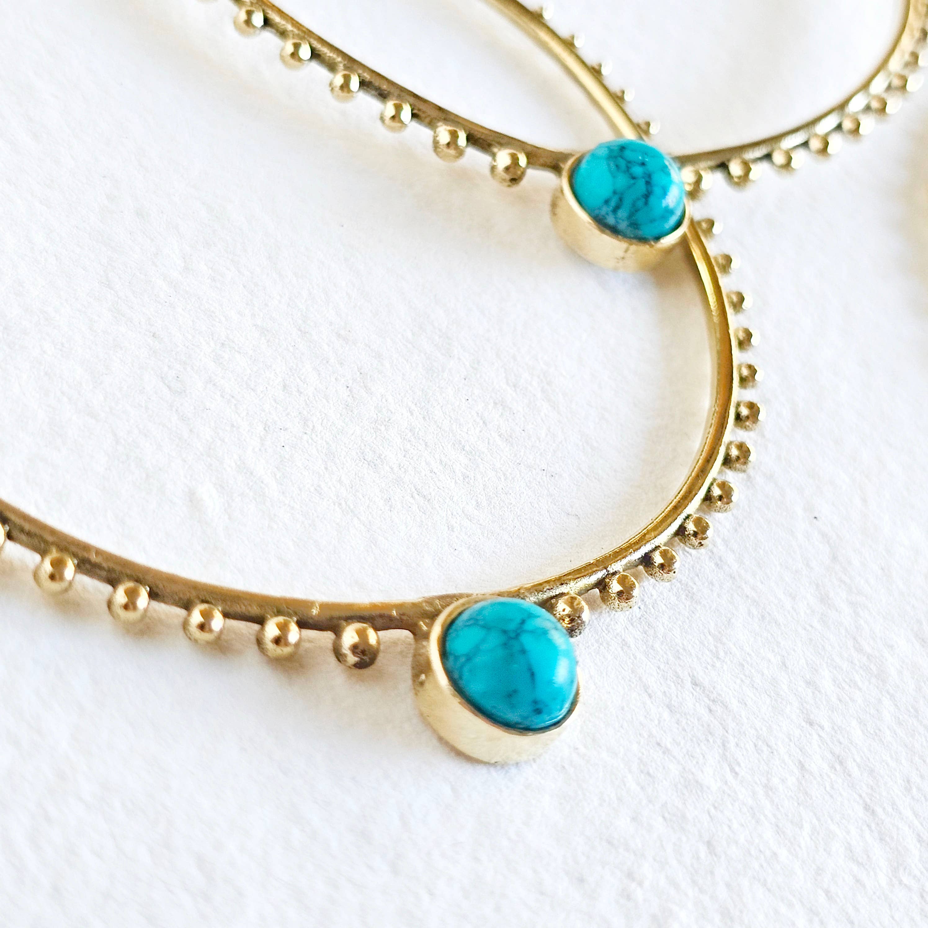 Bisjoux - Wholesale Hoop Earrings - Brass large hoop earrings turquoise onyx moonstone8