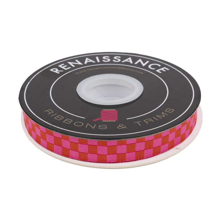 Mixtape - Checker in Cayenne - 5/8" - by Alexia Abegg - 15 Yard Spool for wholesale by Renaissance Ribbons
