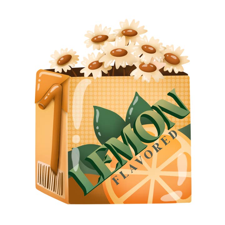 Lemon Tea Box Flower Sticker; Food Stickers for wholesale by DoodlesbyIndy