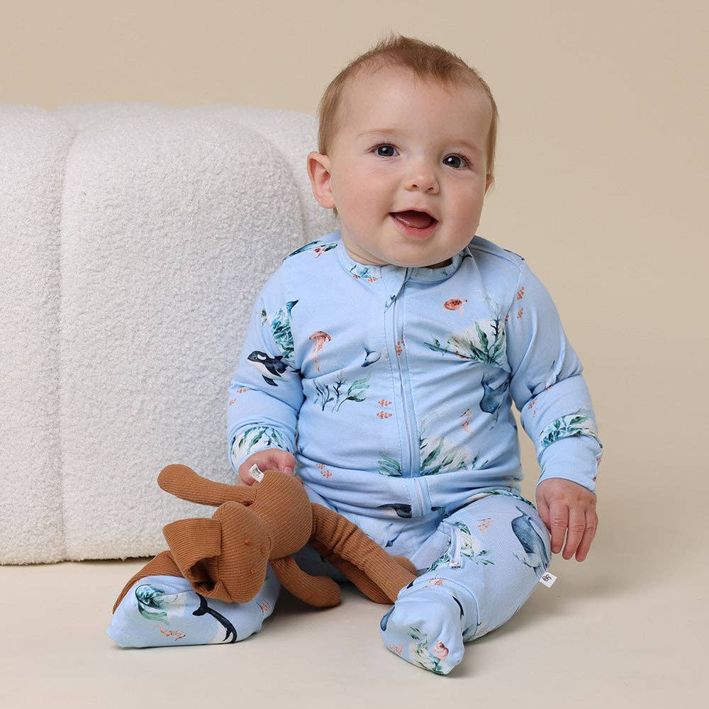 Snuggle Hunny - Wholesale Sleepsuit – Baby - Blue Ocean Organic Snugglesuit Convertible Romper6
