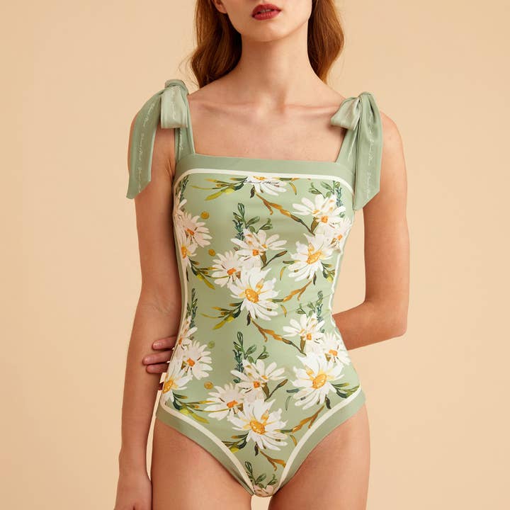 Visual Mood - Venta al por mayor Bañador - Mujer - Traje de baño de una pieza con hombros anudados VIOLET1