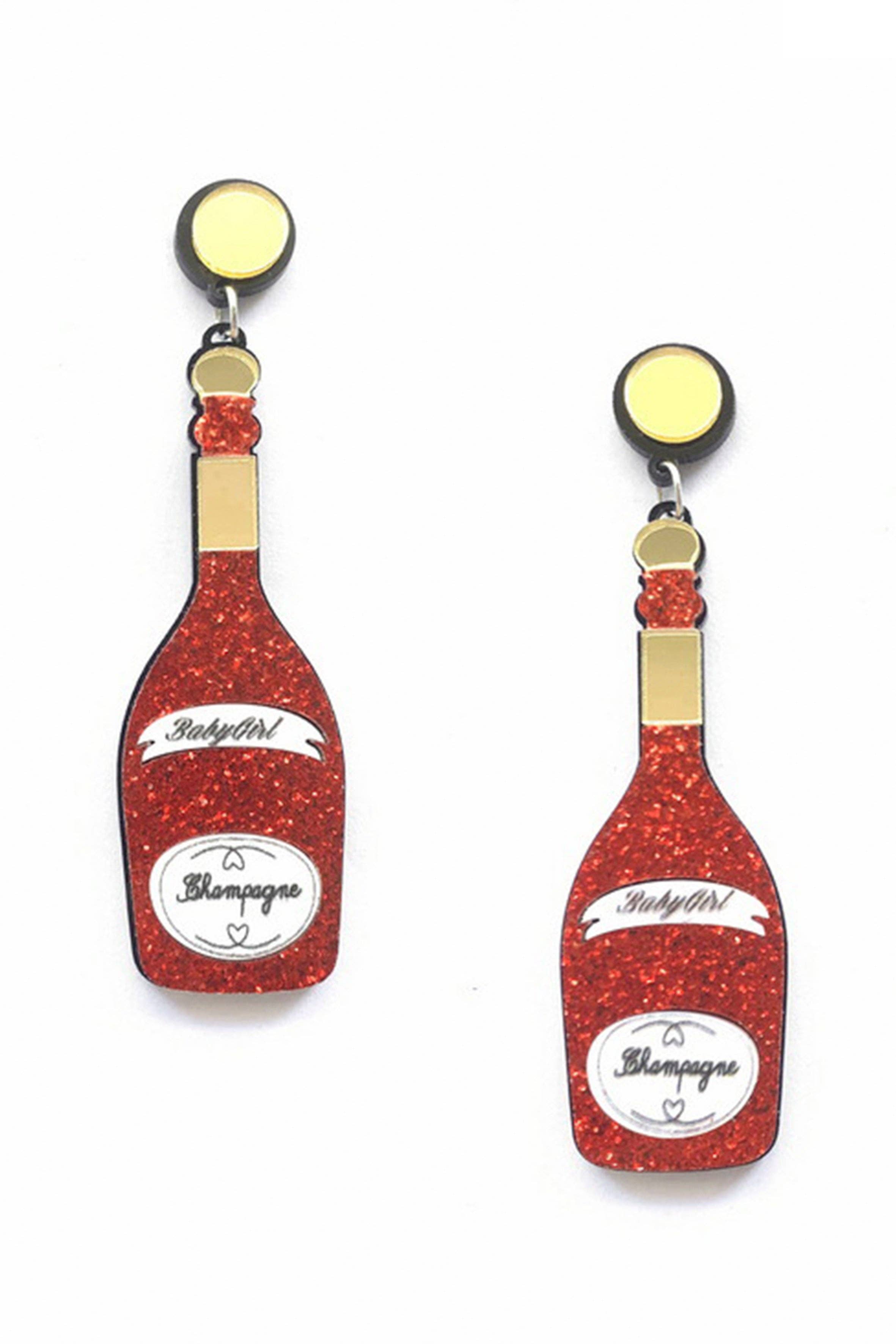 Ole – wholesale Hängande örhängen – Champagneflaska akrylörrhängen E54459