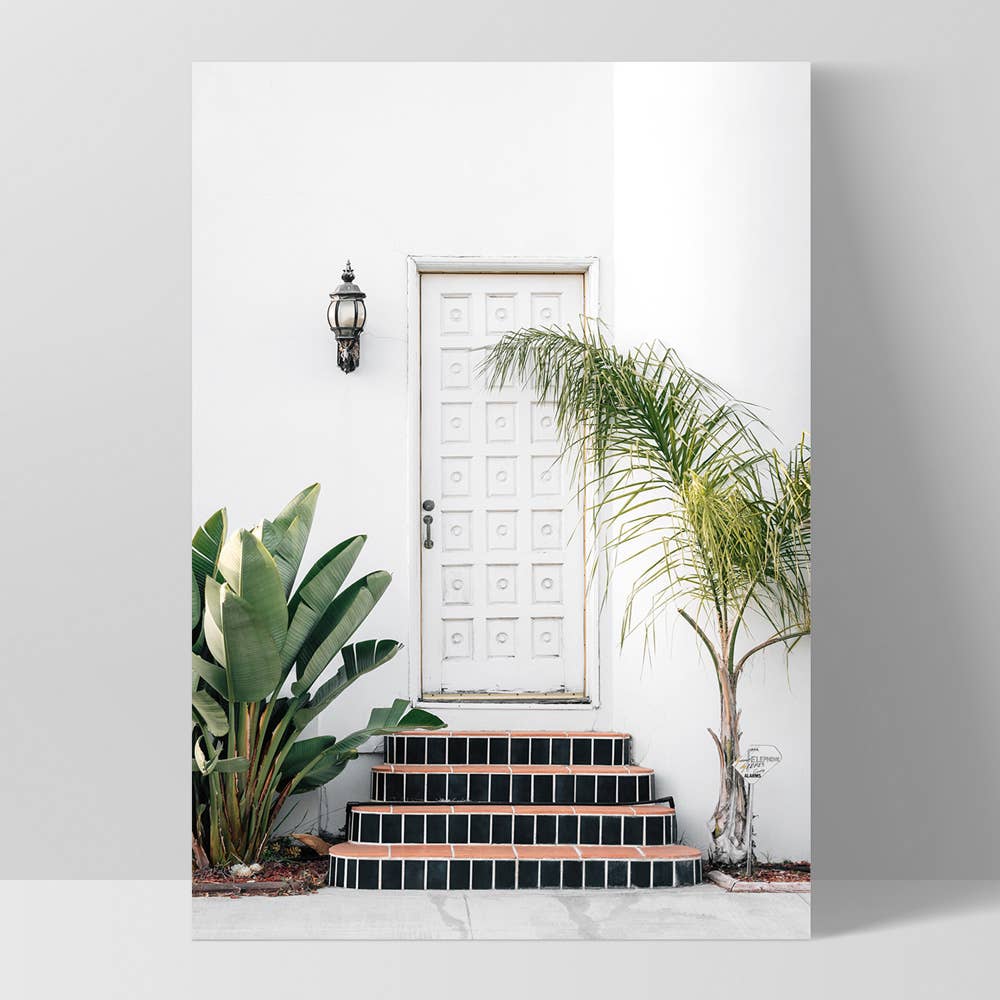 PRINT AND PROPER - Wholesale Art Print - Palm Villa Long Beach Poster. Coastal California White Door0