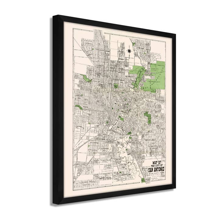 1924 Bexar County Map Print - Framed Vintage San Antonio Map - Restored San Antonio Wall Map- Historic Bexar County Map of San Antonio TX Wall Art Poster for wholesale by Historic Prints