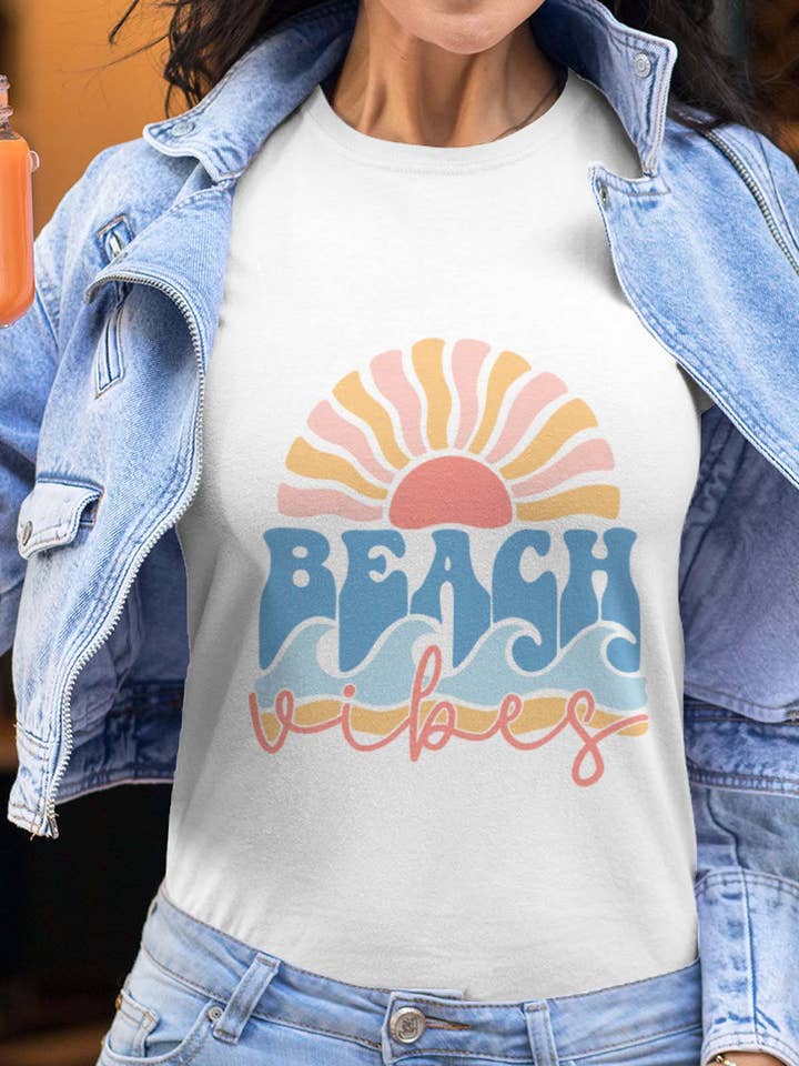 T-shirt med rund hals til kvinder | Sun Beach vibes for engroshandel hos IALD