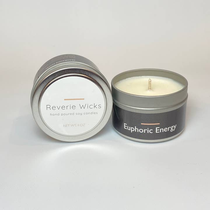 Reverie Wicks - Wholesale Travel Candles - 4 oz Euphoric Energy Eucalyptus Spa Soy Candle