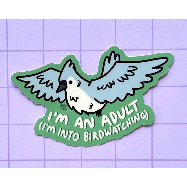 Birdwatching Vinyl Sticker for wholesale by 2Birds1Pencil Illustrations