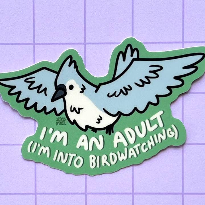 Birdwatching Vinyl Sticker for wholesale by 2Birds1Pencil Illustrations