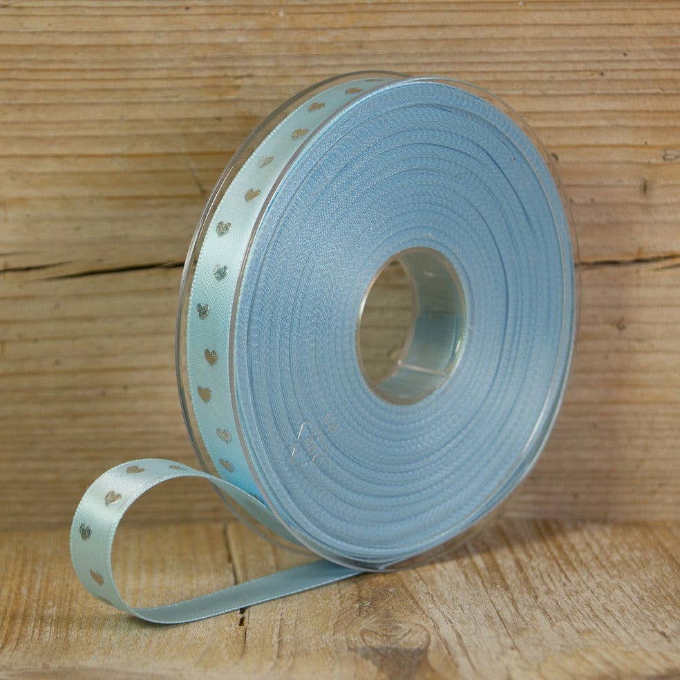 kadopapier.net - Wholesale Ribbon - Gift Wrapping - Baby Blue Satin Ribbon with Hearts2