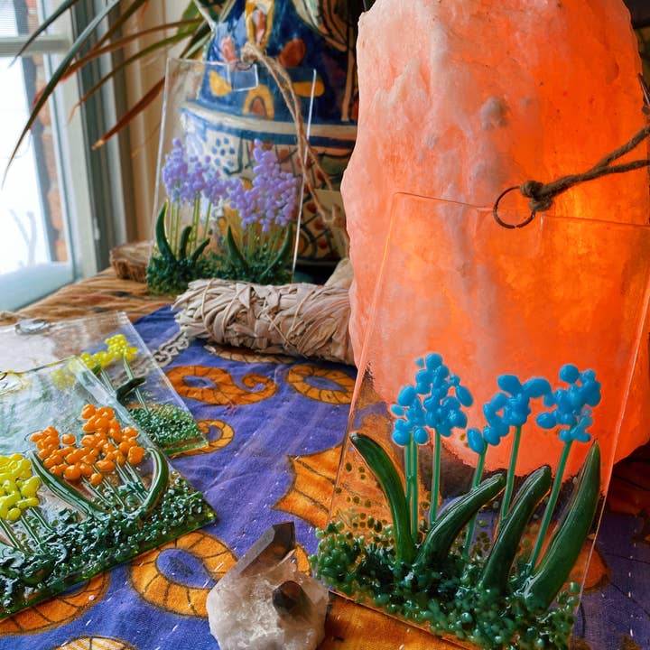 Glass Source Studios - Vendita all'ingrosso Acchiappasole - Mini Suncatcher da giardino Magick in vetro fuso (mix azzurro)3