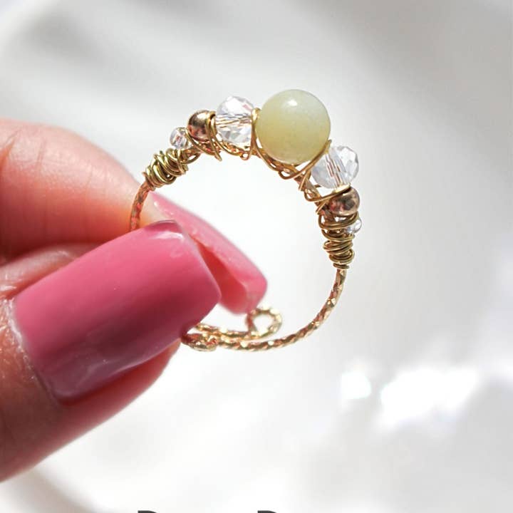 Divine Dulcet - Wholesale Single Stone/Solitaire Ring - "Marquise" | 18K Natural Crystals Hand Wired Adjustable Ring