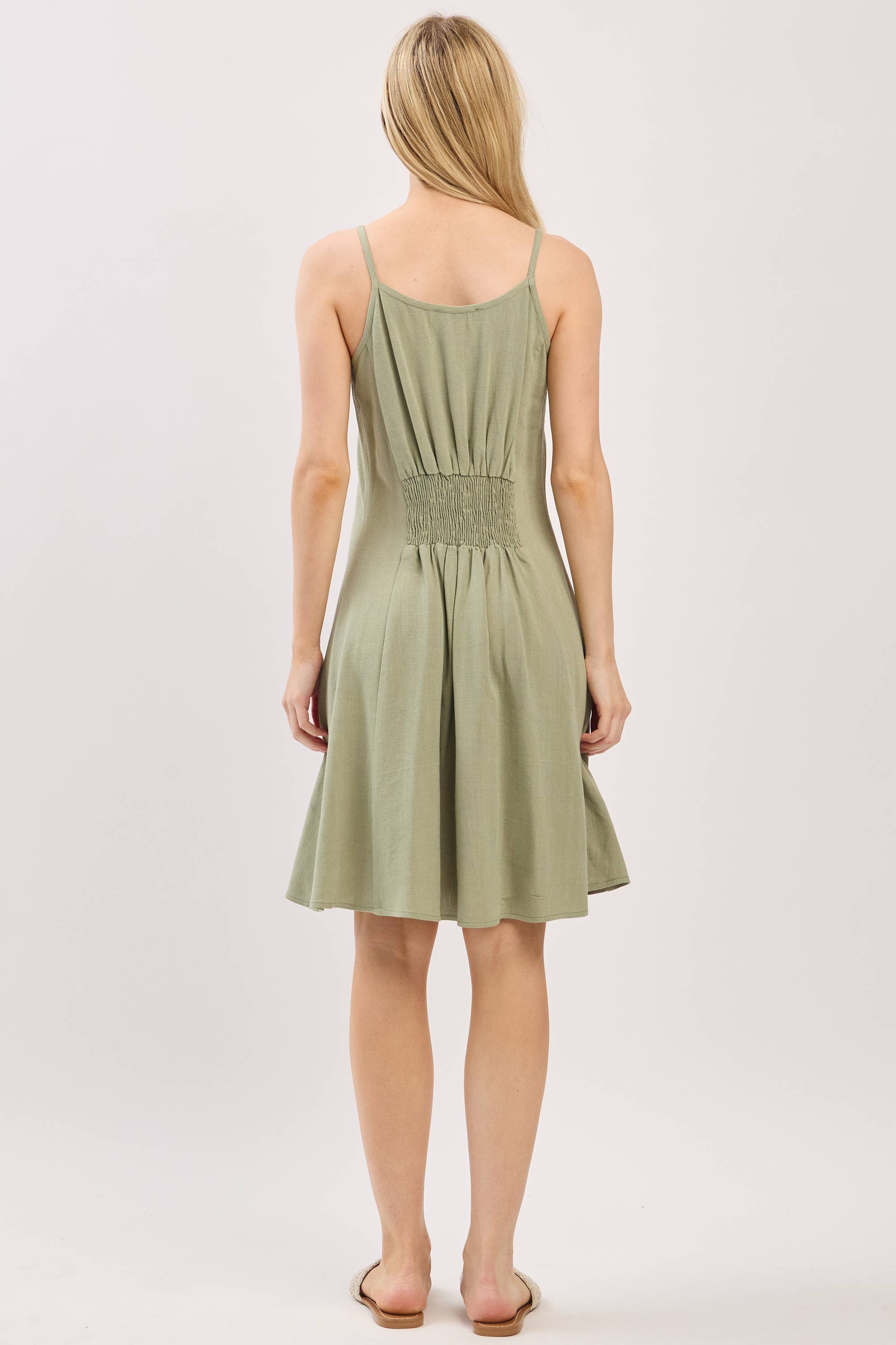 Final Touch - Wholesale Dress - Women's - Solid Button Down Flowy Mini Dress - ND40757A4