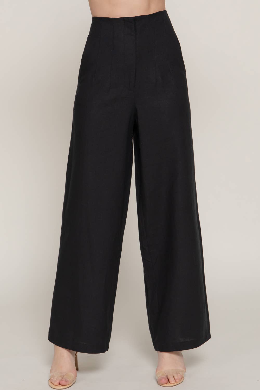 Active Basic | Active USA - Wholesale Pants - Women's - High Waist Pintuck Detail Straight Linen Pants2