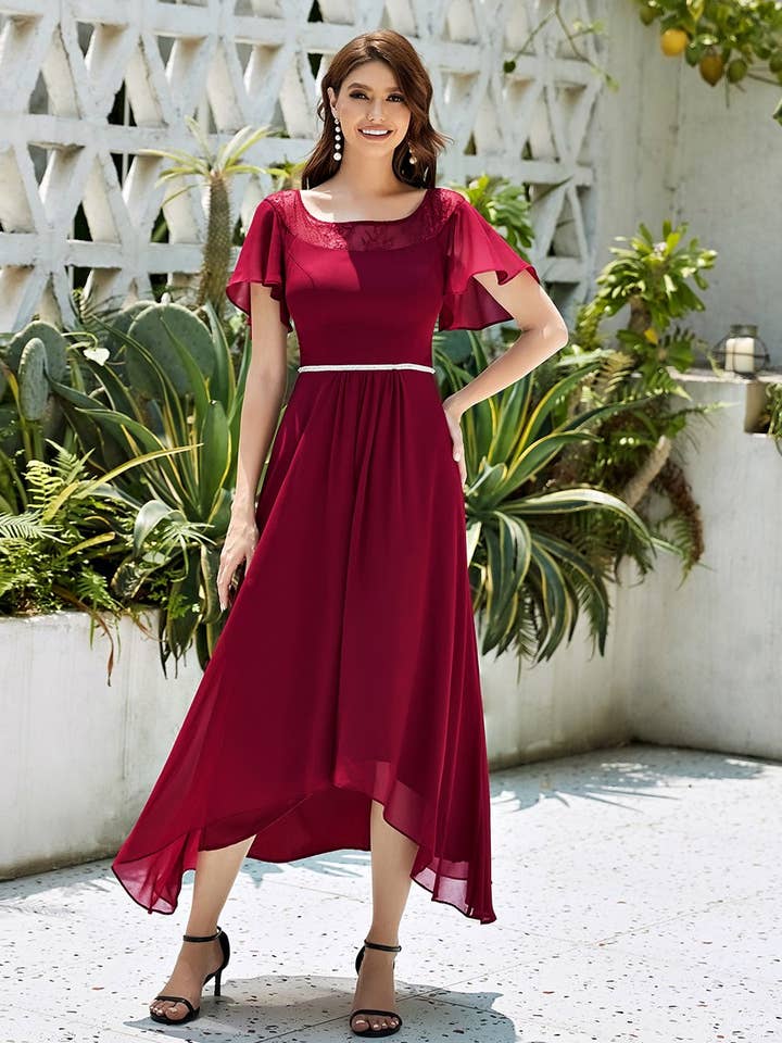 Ever-Pretty - Wholesale Dress - Women's - Women's Casual Boat Neck A-Line Midi Dress