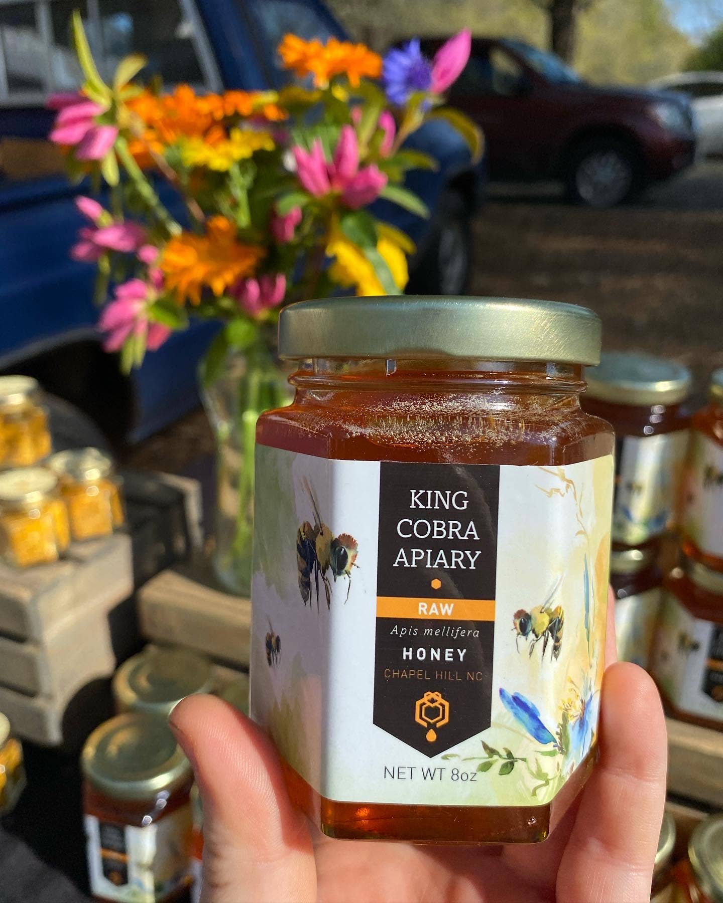 King Cobra Apiary Honey - Wholesale Honey - North Carolina Local Honey - 8 oz Glass Jar - Raw Wildflower2