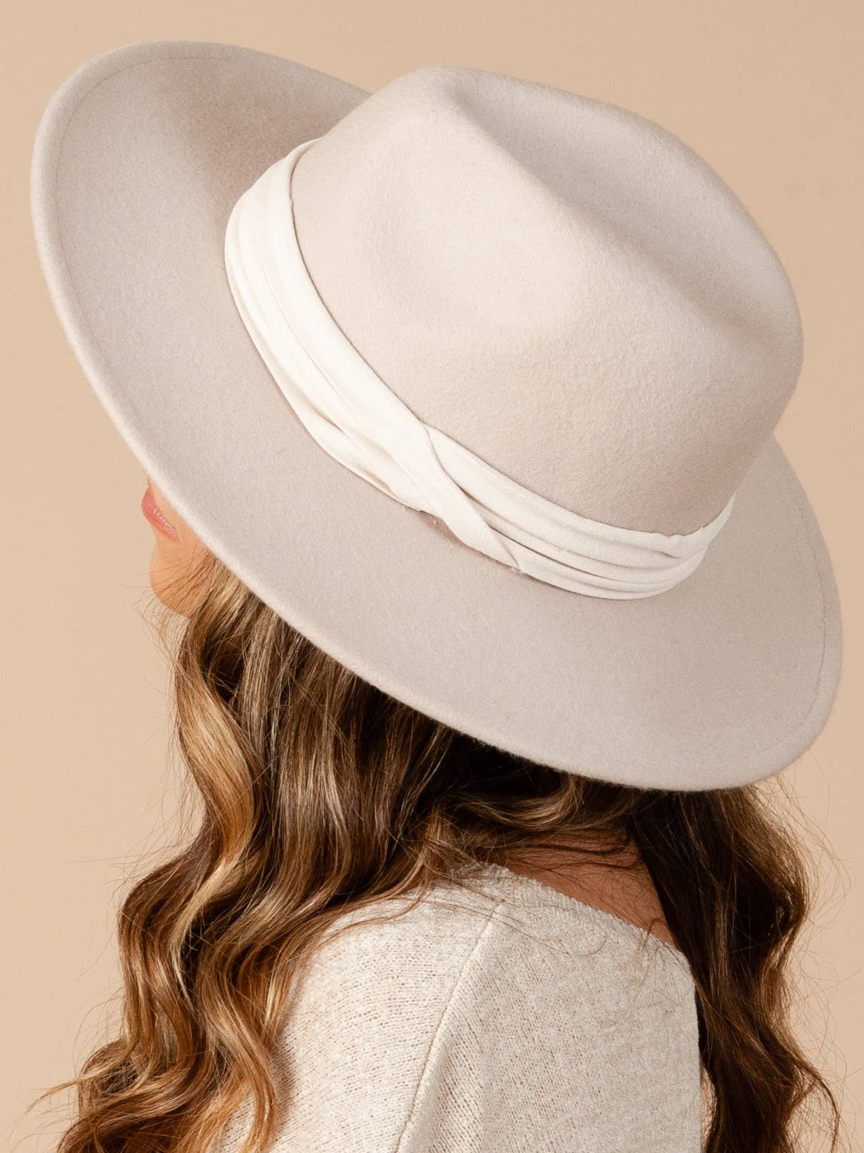 Lucca Couture - Wholesale Fedora - Women's - HBL1073-LOVELY WOOL FEDORA-PEARL1