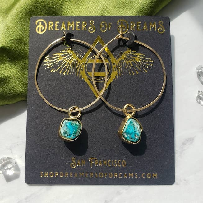 14k gold fill 1.5" Gemstone Hoops for wholesale by Dreamers of Dreams