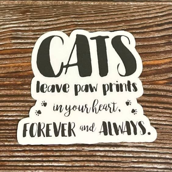 Cats Leave Pawprints in Your Heart |Lightweight Vinyl Sticker or Magnet |Boho Fun |Refrigerator Fridge Car |Cat Mom Pet Dad |Sticker or Magnet for wholesale by Handmade by Marlayna