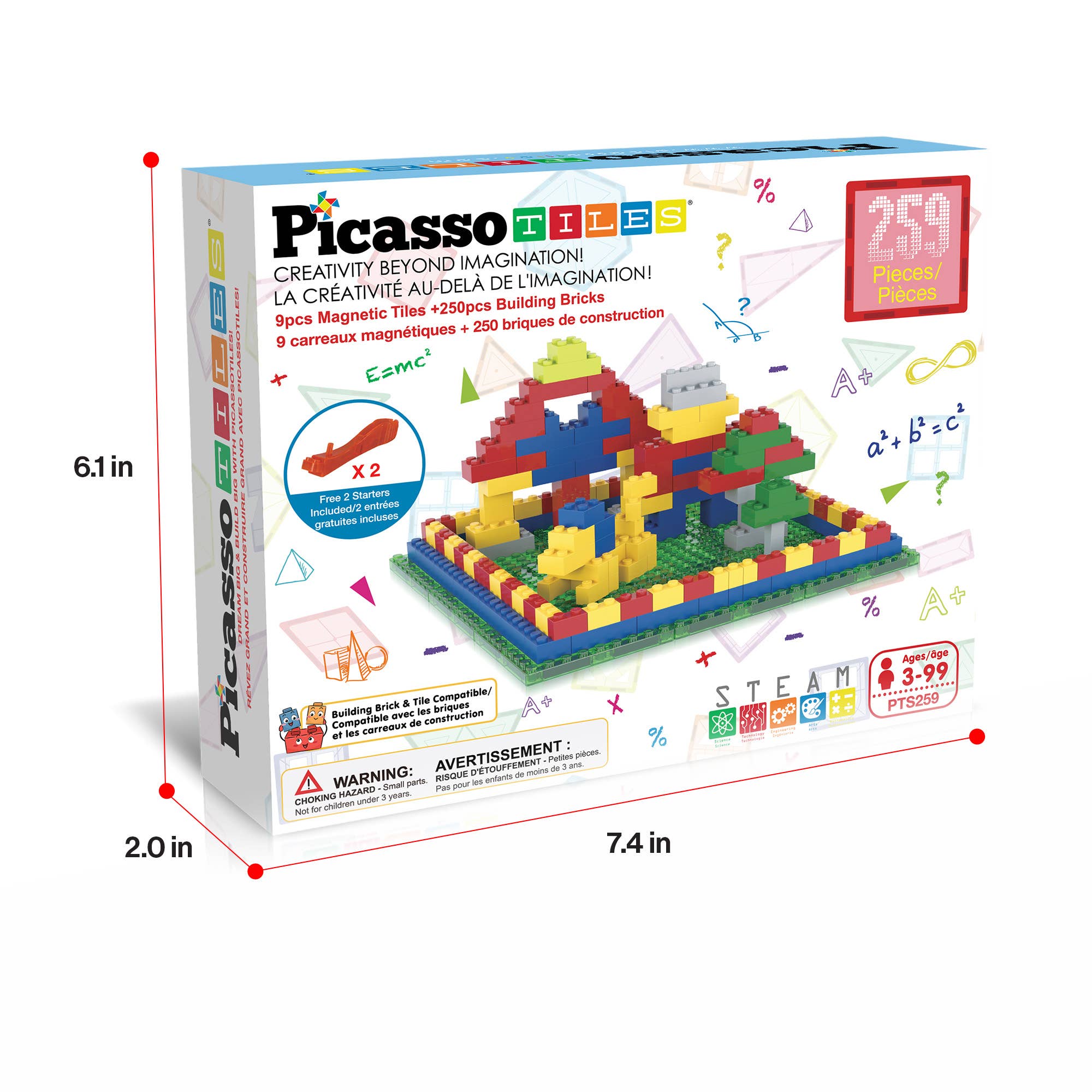 PicassoTiles - Wholesale Building Set - Kids - PicassoTiles 259pc Brick & Magnetic Tile Building Set8