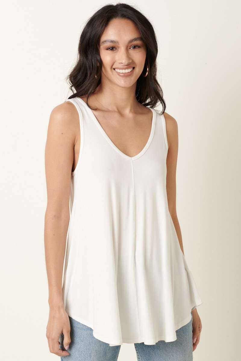 mittoshop - Wholesale Tunic - Women's - BAMBOO FABRIC V-NECK DOLPHIN HEM SLEEVELESS TOP7