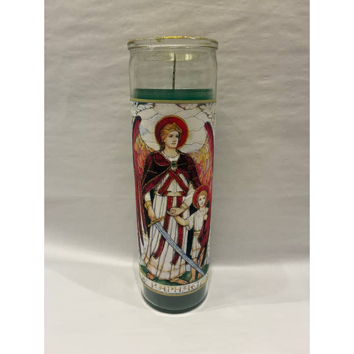 Bougie pailletée de l'archange Raphaël - Guérison pour la vente par Ceridwen’s