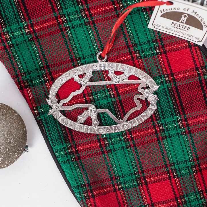 House of Morgan Pewter - Vendita all'ingrosso Decorazione - Regali della Carolina del Nord - State Outline - Decorazione natalizia1