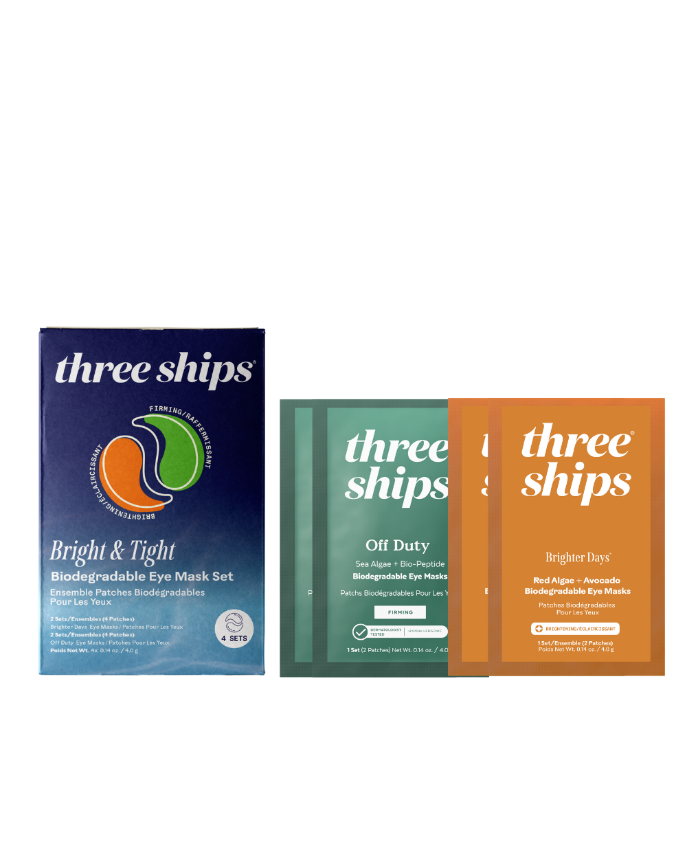 Three Ships (No Duties | Ships from US/CA | USMCA Compliant) - Wholesale Eye Treatment Mask - Bright & Tight Biodegradable Eye Mask Quartet0