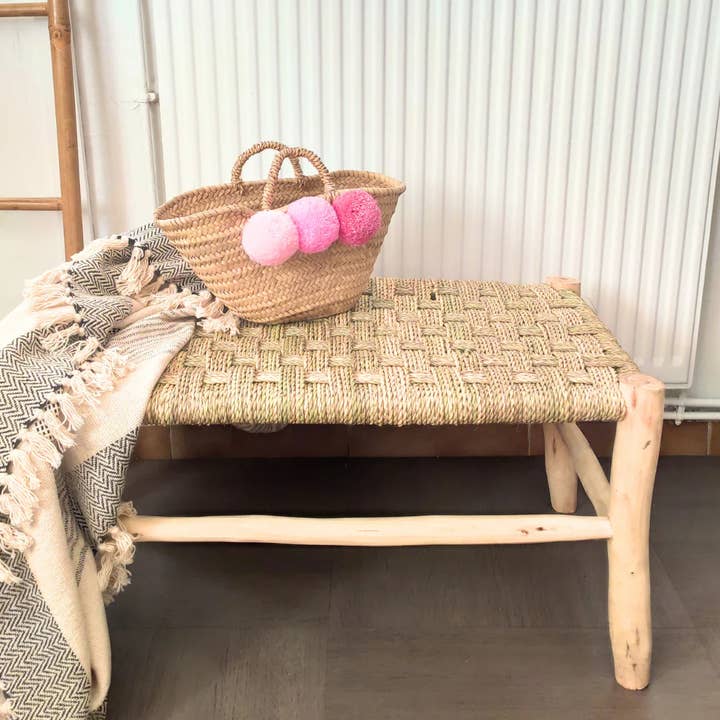 High crafty - Wholesale Bench - Handcrafted Moroccan Beldi Bench – Natural Wood & Doum