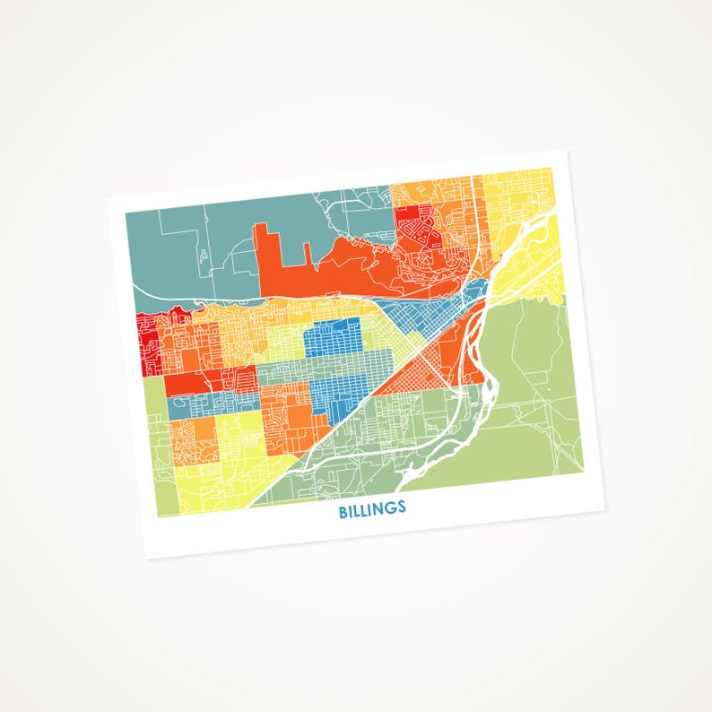 Juanita's Adventures – Großhandel Kunstdruck – Juanitas Billings MT Karte drucken0