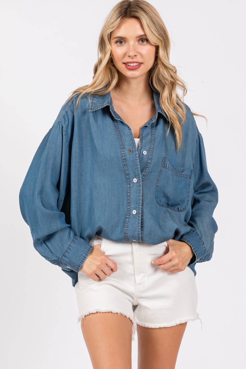 ZiA Apparel - Wholesale Button Down Shirt - Women's - V-NECK LAPEL COLLAR SHIRT 21