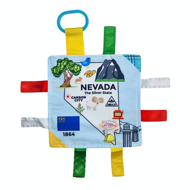 Nevada State Las Vegas Baby Crinkle Tag Square 8"x 8" Toy for wholesale by Baby Jack and Company