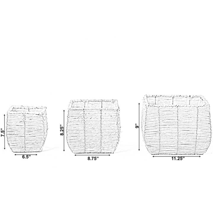 Quickway Imports - Wholesale Plant Pot - Woven Square Flower Pot Planter with Plastic Lining