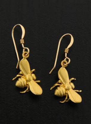Boho Bee Earrings Vintage Bee Earrings Steampunk Bee Earrings Bee Lovers Earrings Silver and Gold Bee Dangle Earrings Textured Earrings